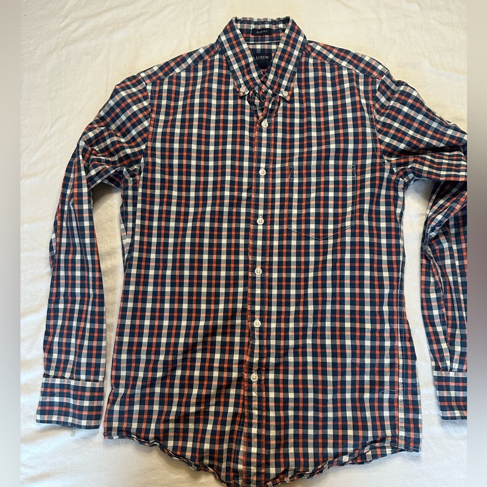 Mens JCrew Multicolor Plaid Shirt - Slim Fit, Size S - Excellent Condition